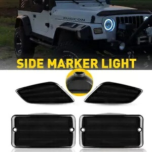 1997-2006 ジープラングラー スモークコーナーバンパーライト + マーカーサイドランプ 4 個に適合 Fit 1997-2006 Jeep Wrangler Smoke Corner Bumper Lights+ Marker Side Lamps 4PCS 【並行輸入品】