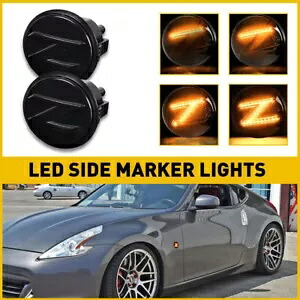 2x ダイナミックシーケンシャルスモーク LED サイドマーカーライト ランプ用 2009-2020 日産 370Z 2x Dynamic Sequential Smoke LED Side Marker Light For Lamp 2009-2020 Nissan 370Z 【並行輸入品】