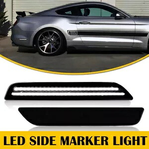 10-14 ホワイトマスタングフォードスモークレンサイド LED マーカーライトフロントフェンダーランプ用 For 10-14 White Mustang Ford Smoke Len Side LED Marker Light Front Fender Lamp 【並行輸入品】