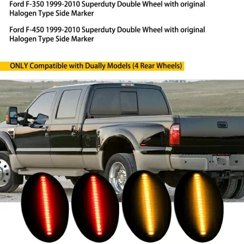 4X LED フェンダーサイドライトマーカー フォード F-350 1999-10 Superduty ダブルホイール用 4X LED Fender Side Lights Marker for Ford F-350 1999-10 Superduty Double Wheel 【並行輸入品】