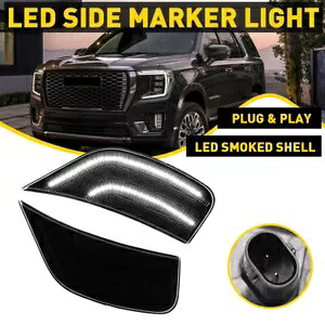 スモークホワイト LED サイドマーカーライト 21-23 GMC ユーコン XL シボレー タホ キャデラック用 Smoked White LED Side Marker Lights For 21-23 GMC Yukon XL Chevy Tahoe Cadillac 【並行輸入品】
