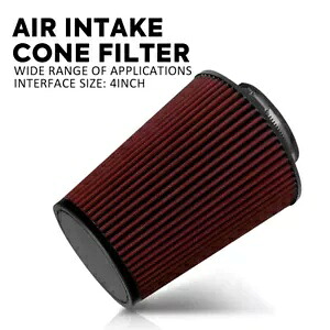 [レッド] 4 インチ インレット トラック エアフィルター DryFlow クランプオン ラウンド コーン エア インテーク キット 1 個 [RED] 4\