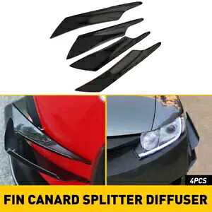4/8x 車のバンパー フィン カナード スプリッター ディフューザー ヴァレンス スポイラー リップ 光沢のあるブラック A 4/8x Car Bumper Fin Canard Splitter Diffuser Valence Spoiler Lips Glossy Black A 【並行輸入品】