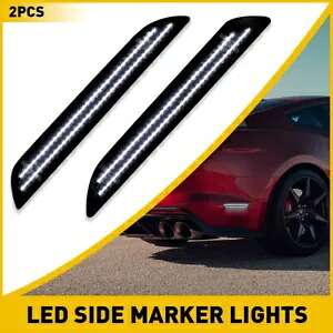 AUXITO スモークホワイト LED サイドリアマーカーライトランプ 15-22 フォードマスタング用 AUXITO SMOKE White LED Side Rear Marker Lights Lamps For 15-22 Ford Mustang 【並行輸入品】