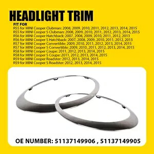 フロントヘッドライトベゼルトリム 2 個 2011-15 ミニクーパー R55 R56 R57 R58 R59 に適合 Front Headlight Bezel Trim 2PCS Fit For 2011-15 Mini Cooper R55 R56 R57 R58 R59 【並行輸入品】