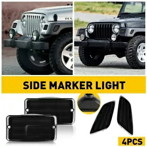 1997-2006 ジープラングラー スモークコーナーバンパーライト + サイドマーカーランプ 4 個に適合 Fit 1997-2006 Jeep Wrangler Smoke Corner Bumper Lights+ Side Marker Lamps 4PCS 【並行輸入品】