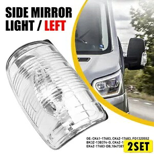 2 セット サイドミラー ターンシグナルライト 2015-2021 フォード トランジット カーゴ 左 クリア 2Set Side Mirror Turn Signal Light for 2015-2021 FORD TRANSIT Cargo Left Clear 【並行輸入品】