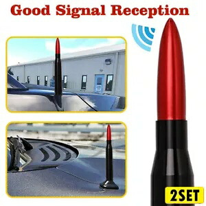 2X ブレットスタイル 0.5 Cal レッドアンテナマストパワー シボレーシルベラドフォード F150 Dod 用 2X Bullet Style 0.5 Cal Red Antenna Mast Power for CHEVY SILVERADO Ford F150 Dod 【並行輸入品】