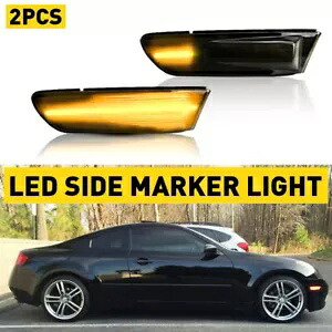 インフィニティセダン G35 2003-2006 4DR バンパーサイド LED マーカーライトレンズスモーク 2PC For Infiniti Sedan G35 2003-2006 4DR Bumper Side LED Marker Light Lens Smoke 2PC 【並行輸入品】