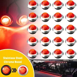 20X 3/4インチ 12V サイドマーカーライト LED ブレット レッド トラック トレーラー RV ラウンド ベース Ma 付き 20X 3/4\