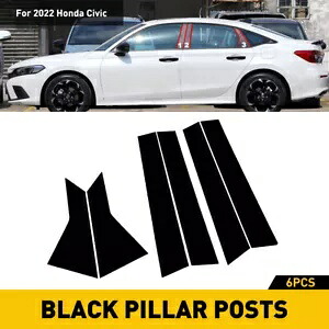 6/12x ウィンドウピラーポスト成形ブラックカバードアトリムホンダシビックセダン用 6/12x Window Pillar Posts Molding Black Cover Door Trim for Honda Civic Sedan 【並行輸入品】