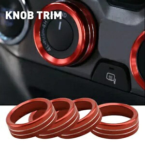 4/8x レッド カー AC クライメート コントロール リング ノブ トリム カバー トヨタ タコマ 2016-2022用 4/8x Red Car AC Climate Control Ring Knob Trim Cover for Toyota Tacoma 2016-2022 【並行輸入品】