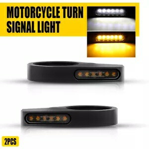 2x フロントオートバイ 39mm フォーク LED ウインカー ウインカー ランニングライト アンバー/ホワイト 2x Front Motorcycle 39mm Fork LED Turn Signals Blinker Running Light Amber/White 【並行輸入品】