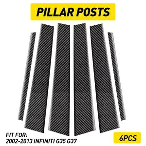 2002-2013 インフィニティ G35 G37 6X カーボンファイバー車のピラーポストドアトリムカバー For 2002-2013 Infiniti G35 G37 6X Carbon Fiber Car Pillar Post Door Trim Cover 【並行輸入品】