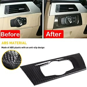 リアルカーボンファイバーヘッドライトスイッチフレームカバートリム BMW 3 シリーズ E90 2005-12用 Real Carbon Fiber Headlight Switch Frame Cover Trim for BMW 3 Series E90 2005-12 【並行輸入品】