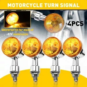4X オートバイターンシグナルライトウインカークロームアンバースズキホンダアプリリア用 4X Motorcycle Turn Signals Light Blinker Chrome Amber For Suzuki Honda Aprilia 【並行輸入品】