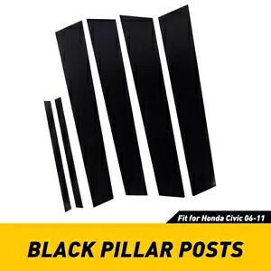 6/12x ブラックピラーポストドアトリムカバーキットホンダシビック 2006-2011 (4dr) 6/12x Black Pillar Posts Door Trim Cover Kits For Honda Civic 2006-2011 (4dr) 【並行輸入品】