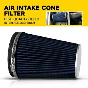 ブルー 6インチ 153mm 高流量入口冷気吸気コーン交換用ドライエアフィルター Blue 6\