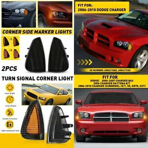 フル LED フロントスモークコーナーターンシグナルサイドマーカーライト 2006-2010 充電器用 Full LED Front Smoked Corner Turn Signal Side Marker Light For 2006-2010 Charger 【並行輸入品】