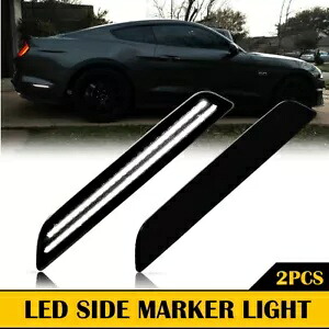 2PC リアマーカーサイド LED ライトランプレンズスモークホワイトフォードマスタング 2010-2014 2PC Rear Marker Side LED Light Lamp Lens Smoked White For Ford Mustang 2010-2014 【並行輸入品】