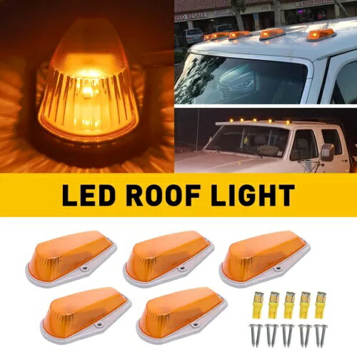5x キャブ ルーフ ライト マーカー アンバー カバー ベースハウジング付き フォード 73-97 スーパーデューティー用 5x Cabs Roof Light Marker Amber Covers w/ Base Housing For Ford 73-97 Super Duty 【並行輸入品】
