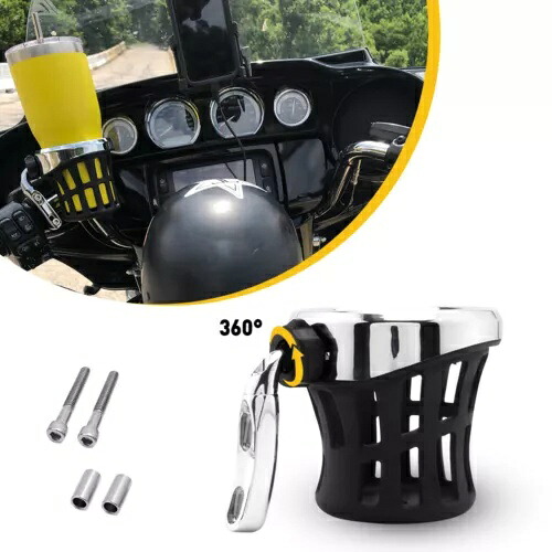 ハンドルバー カップ ホルダー ドリンク メッシュ バスケット マウント付き オートバイ用 ユニバーサル Handlebar Cup Holder Drink W/ Mesh Basket Mount Universal For Motorcycle 【並行輸入品】