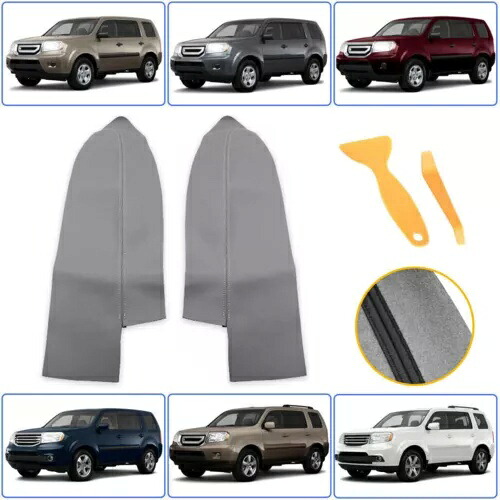 2 個フロントドアパネルアームレストカバー 2007-2012 ホンダ CR-V CRV レザーグレーに適合 2pcs Front Door Panels Armrest Cover Fits 2007-2012 Honda CR-V CRV Leather Gray 【並行輸入品】