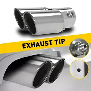 クローム車のステンレス鋼の排気デュアルパイプテールスロートマフラーチップアクセサリー Chrome Car Stainless Steel Exhaust Dual Pipe Tail Throat Muffler Tip Accessories 【並行輸入品】