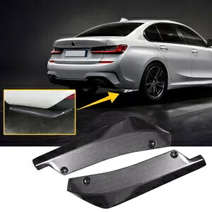 2x 車のリアファイバーカーボンバンパーリップスプリッターディフューザーカナードプロテクターブラック 2x Car Rear Fiber Carbon Bumper Lip Splitter Diffuser Canard Protector Black 【並行輸入品】