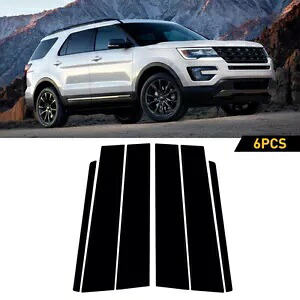 6 個セット 2011-2019 フォード エクスプローラー ドアピラーポストトリム ブラック カーアクセサリー Set Of 6 For 2011-2019 Ford Explorer Door Pillar Post Trim Black Car Accessories 【並行輸入品】
