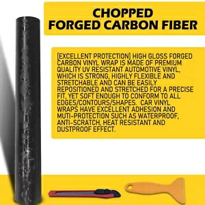 ブラック鍛造カーボンファイバービニールラップロールインテリアカーラップステッカー 59インチx11.8インチ Black Forged Carbon Fiber Vinyl Wrap Roll Interior Car Wrap Stickers 59INx11.8IN 【並行輸入品】