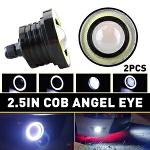 2.5インチ 車 LED フォグライト プロジェクター ドライビングランプ エンジェル COB アイ ハロー リング DRL ホワイト 2.5\