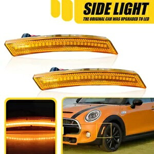アンバーイエローレンズフロント LED サイドマーカー信号灯 2007-13/14 ミニクーパー Amber Yellow Lens Front LED Side Marker Signal Lights For 2007-13/14 MINI Cooper 【並行輸入品】