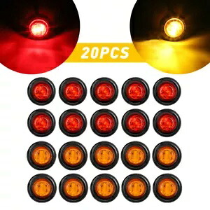 20x ラウンド 3/4 インチ トラック サイド トレーラー マーカー ライト アンバー ブレット LED クリアランス ライト 20x Round 3/4\