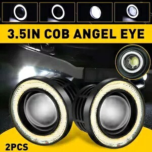 3.5 インチ プロジェクター COB LED アイ エンジェル ハロー リング フォグランプ DRL ドライビング ランプ ホワイト 2X 3.5\