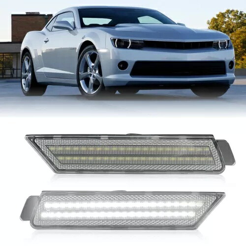 2010-2015 シボレーカマロ SS スタイルフロントリフレクターホワイト LED サイドマーカーライト For 2010-2015 Chevy Camaro SS Style Front Reflector White LED Side Marker Lights 【並行輸入品】