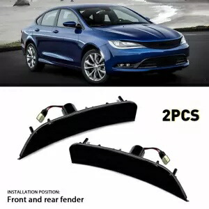 スモーク LED フロントコーナーサイドマーカーインジケーターライト 2015-2017 クライスラー 200 Smoked LED Front Corner Side Marker Indicator Lights For 2015-2017 Chrysler 200 【並行輸入品】