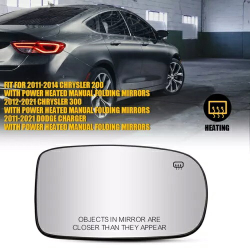 リアビュー加熱ミラーガラス右助手席側 2011-2021 ダッジチャージャー用 Rear View Heated Mirror Glass Right Passenger Side For 2011-2021 Dodge Charger 【並行輸入品】