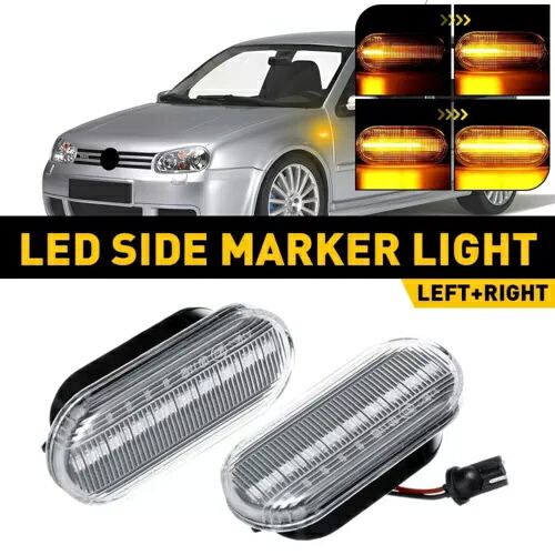 シーケンシャルアンバー LED サイドマーカー信号灯 1999-2004 VW ジェッタ/MK4 ゴルフ Sequential Amber LED Side Marker Signal Lights For 1999-2004 VW jetta / MK4 Golf 【並行輸入品】