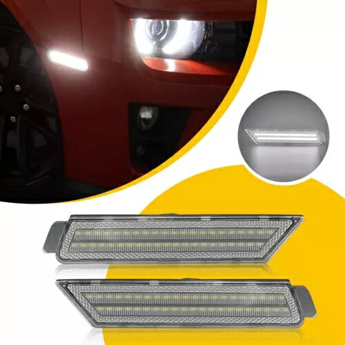 クリアレンズフロントサイドマーカーシグナルライトリフレクター 2010-2015 シボレーカマロ用 Clear Lens Front Side Marker Signal Lights Reflectors For 2010-2015 Chevy Camaro 【並行輸入品】