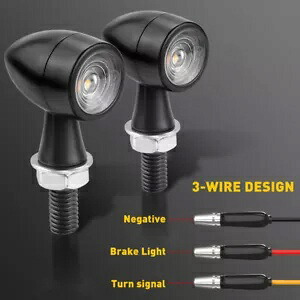 ミニ LED オートバイ弾丸ターンシグナルウインカーライトインジケーターアンバーランプブラック Mini LED Motorcycle Bullet Turn Signals Blinker Light Indicator Amber Lamp Black 【並行輸入品】