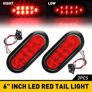 2X レッド 16 インチ オーバル ライト トレーラー 10 LED ストップ ターン テール トラック 密閉グロメット プラグ 2X Red 16\