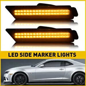 シボレー LED 2010-2015 カマロフロントバンパーマーカーサイドライトランプスモークレンズ For Chevy LED 2010-2015 Camaro Front Bumper Marker Side Light Lamp Smoked Lens 【並行輸入品】