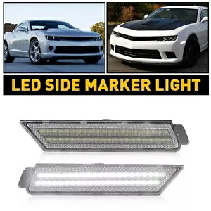 2 個 LED バンパーサイドマーカースモークライトフロントセット 2010-2015 シボレーカマロ用 2PCS LED Bumper Side Marker Smoked Light Front Set For 2010-2015 Chevy Camaro 【並行輸入品】