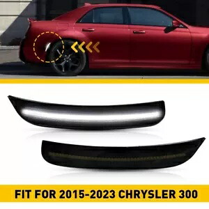 2X スモークレンズ ホワイト LED ストリップ リアサイド マーカー ライト 2015-2023 クライスラー 300用 2X Smoke Lens White LED Strip Rear Side Marker Lights For 2015-2023 Chrysler 300 【並行輸入品】
