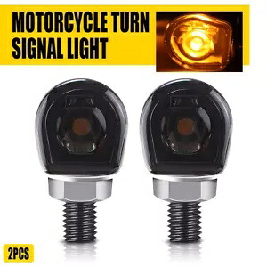 2X アンバー LED シグナル ターン インジケーター ライト ユニバーサル フィット オートバイ ランプ ブラック 2X Amber LED Signals Turn Indicator Light Universal Fit Motorcycle Lamp Black 【並行輸入品】