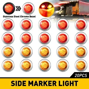 10x レッド + 10x アンバー 3/4 インチ ラウンド ブルー LED マーカー サイド ライト、Stailness ベース USA 10x Red+10x Amber 3/4\