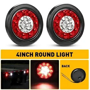 2X 4 インチ ラウンド 赤/白 16 LED トラック トレーラー ブレーキ ストップ ターン シグナル テール ライト 2X 4inch Round Red/White 16-LED Truck Trailer Brake Stop Turn Signal Tail Lights 【並行輸入品】