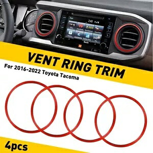 4x A/C ベントリング アウタートリムカバー A/C アウトレットベント トヨタ タコマ 2016-22 レッド 4x A/C Vent Ring Outer Trim Covers A/C Outlet Vent For Toyota Tacoma 2016-22 Red 【並行輸入品】