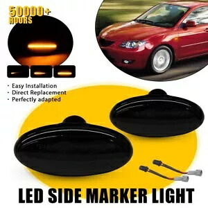 AUXITO アンバースモークレンズ LED サイドマーカー ターンシグナルライト 2004-2009 マツダ 3 に適合 AUXITO Amber Smoked Lens LED Side Marker Turn Signal Light Fit 2004-2009 Mazda 3 【並行輸入品】